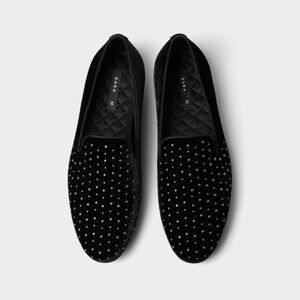 ZARA  Slipper-style velvet loafers. Black. Size 7